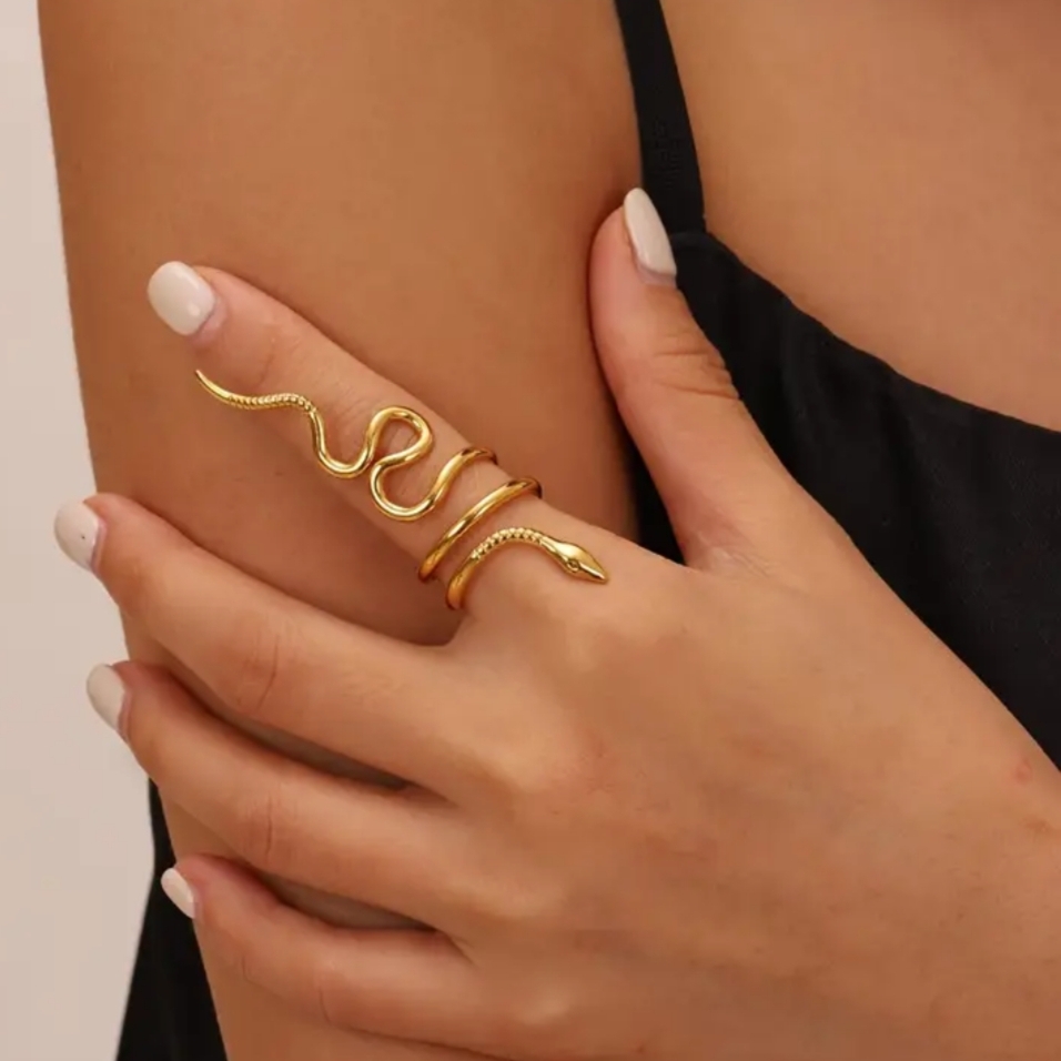 18 Kt Gold Over Stainless Steel Snake Ring 18 Kt Gold Over Stainless Steel Snake Ring